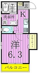 ダウントン・アビー 2階1Kの間取り