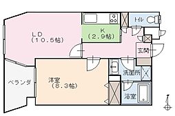 メイクスA 1LDKの間取図画像
