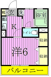 シャレー馬橋 1Kの間取図画像