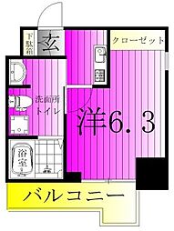 松戸市本町マンション 1Kの間取図画像