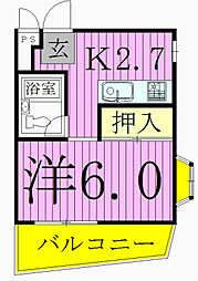 セントラルコーポ 1Kの間取図画像