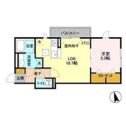 AXIS松戸 1LDKの間取図画像