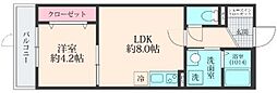 流山市鰭ケ崎アパート 1LDKの間取図画像