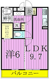 シエルルージュ松戸 1LDKの間取図画像