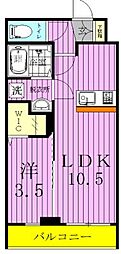クレセントコート 1LDKの間取図画像