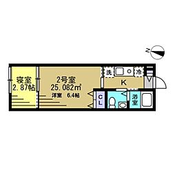 KT松戸六実 2Kの間取図画像