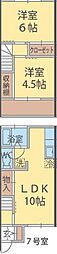 中台グリーンテラスB 2LDKの間取図画像