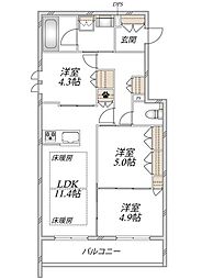 The Primrose at東松戸 3LDKの間取図画像