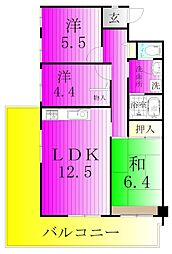 松戸駅前ハイツ 3LDKの間取図画像