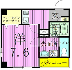 アンプルールフェールカノン 1Kの間取図画像