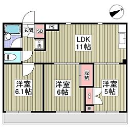 ファミール常盤平 3LDKの間取図画像