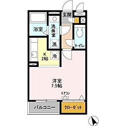 アプローズ馬橋 1Kの間取図画像