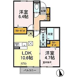 カスターニャ1 2LDKの間取図画像