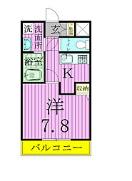 センタービレッジ北松戸 1Kの間取図画像