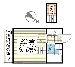 ジュネコーポ八ヶ崎 1Kの間取図画像