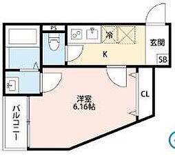 CRASTINE常盤平 1Kの間取図画像