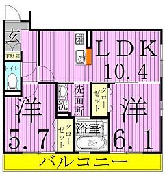 オッツ3 2LDKの間取図画像