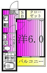 ベルメント陣屋前A棟 1Kの間取図画像