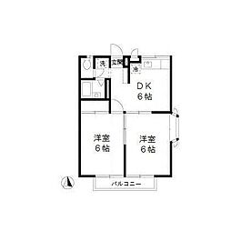 エステート山口 2DKの間取図画像