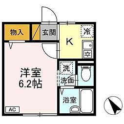 ウィステリア松戸 1Kの間取図画像