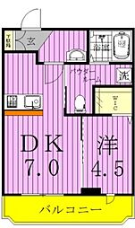 クレセントコート 1DKの間取図画像