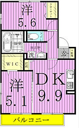 セジュールYOSHI 2DKの間取図画像