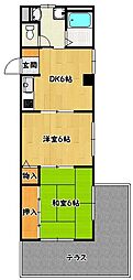 グレイスハイム大同 2DKの間取図画像