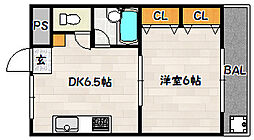 ラ・ルミエール藤井 1DKの間取図画像