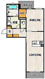 ヴィラージュ山手 1LDKの間取図画像