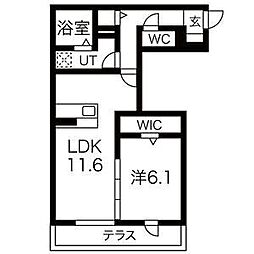 ザ・アパートメント谷上 1LDKの間取図画像