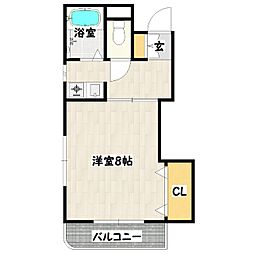 アイリス兵庫 1Kの間取図画像