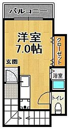 セゾン花隈 ワンルームの間取図画像