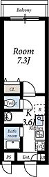 ア・レーズM 1Kの間取図画像