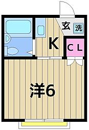 中央ハイツ 1階1Kの間取り