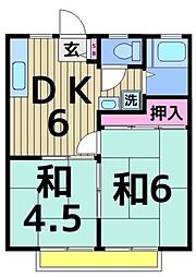 ハイツヨシザワ 2階2Kの間取り