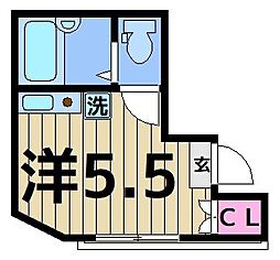 エスポワール北綾瀬 2階ワンルームの間取り