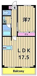 クィーンパレス浅伊 1LDKの間取図画像
