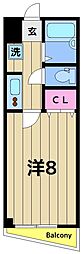 ピオーネ綾瀬 1Kの間取図画像