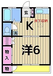 コーポ吉美 1Kの間取図画像