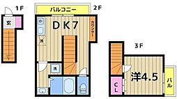 親水公園BASE 1DKの間取図画像
