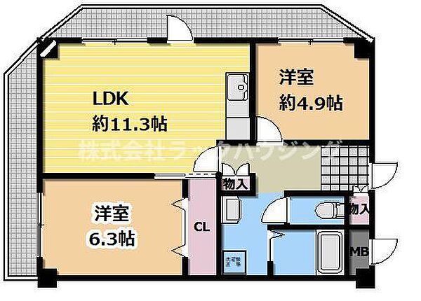 サンファミリーII ｜大阪府大阪市旭区清水4丁目(賃貸マンション2LDK・3階・52.08㎡)の写真 その2