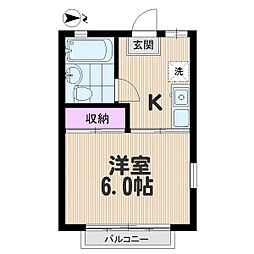 ハイブリッジ根岸 1Kの間取図画像