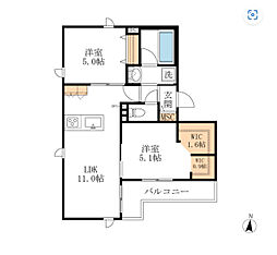 ヘーベルメゾンパークウェスト北浦和 2LDKの間取図画像