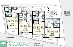 アノンテラス岡上 2階1Kの間取り