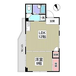 Kコーポ白鳥 2階1Kの間取り