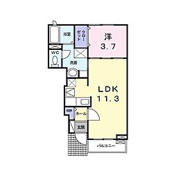 ミルト 1階1LDKの間取り