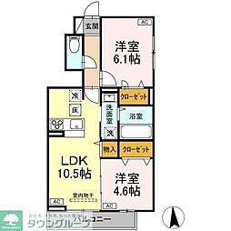ガーネット　II 1階2LDKの間取り