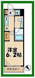 小田急小田原線 登戸駅 徒歩8分の賃貸マンション 3階1Kの間取り