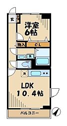 アルバ　I 2階1LDKの間取り