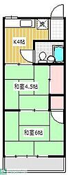 ハイツ眞 2階2Kの間取り